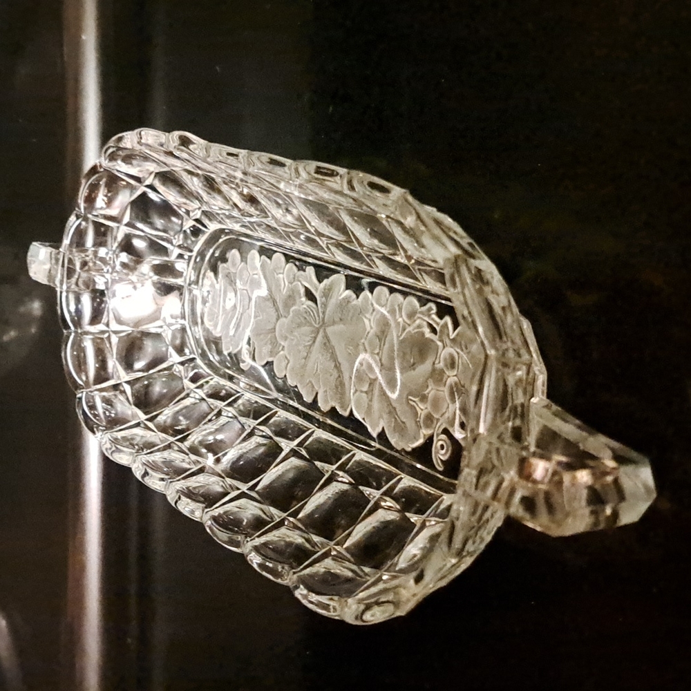 Vintage crystal oblong Relish glass dish
